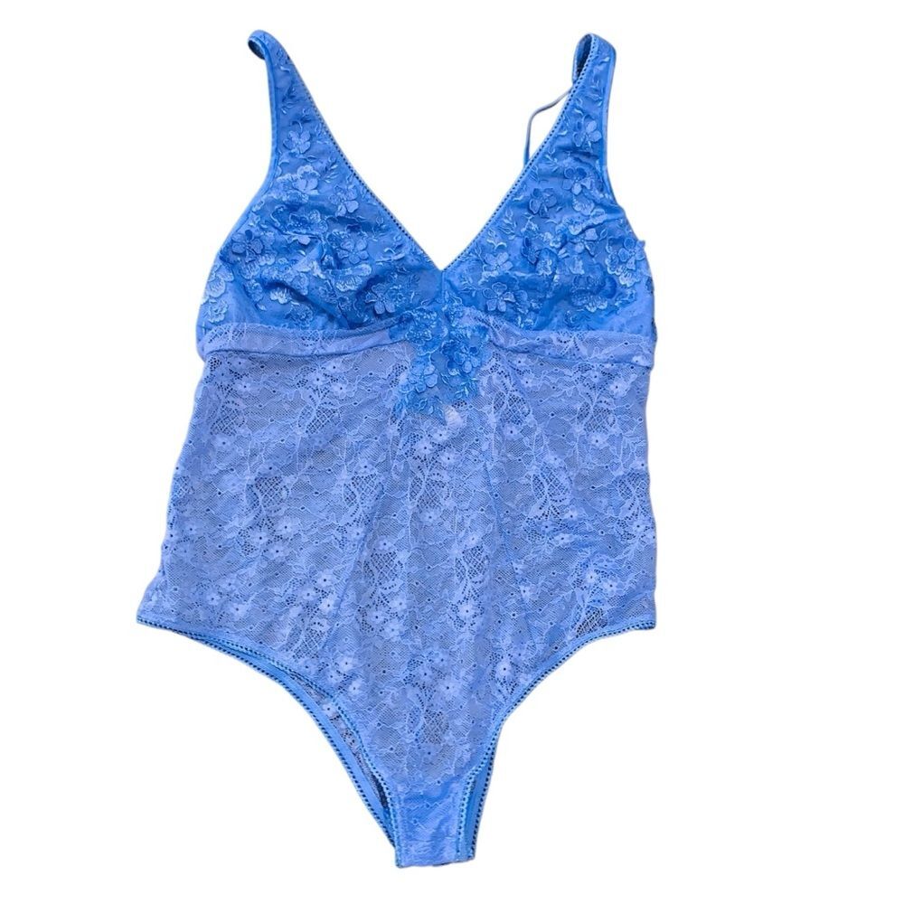 Soma Blue Lace Chemise Bodysuit Large